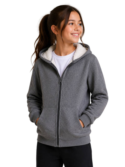 Melton fleece-lined sweatshirt in grey
