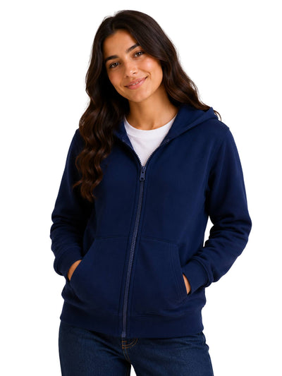 Navy blue fleece-lined sweatshirt