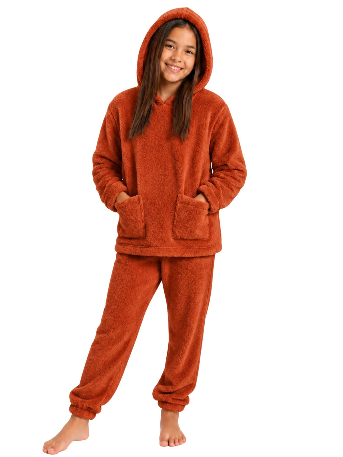بيجامة Polar Cozy Burnt Orange شتوي بناتي