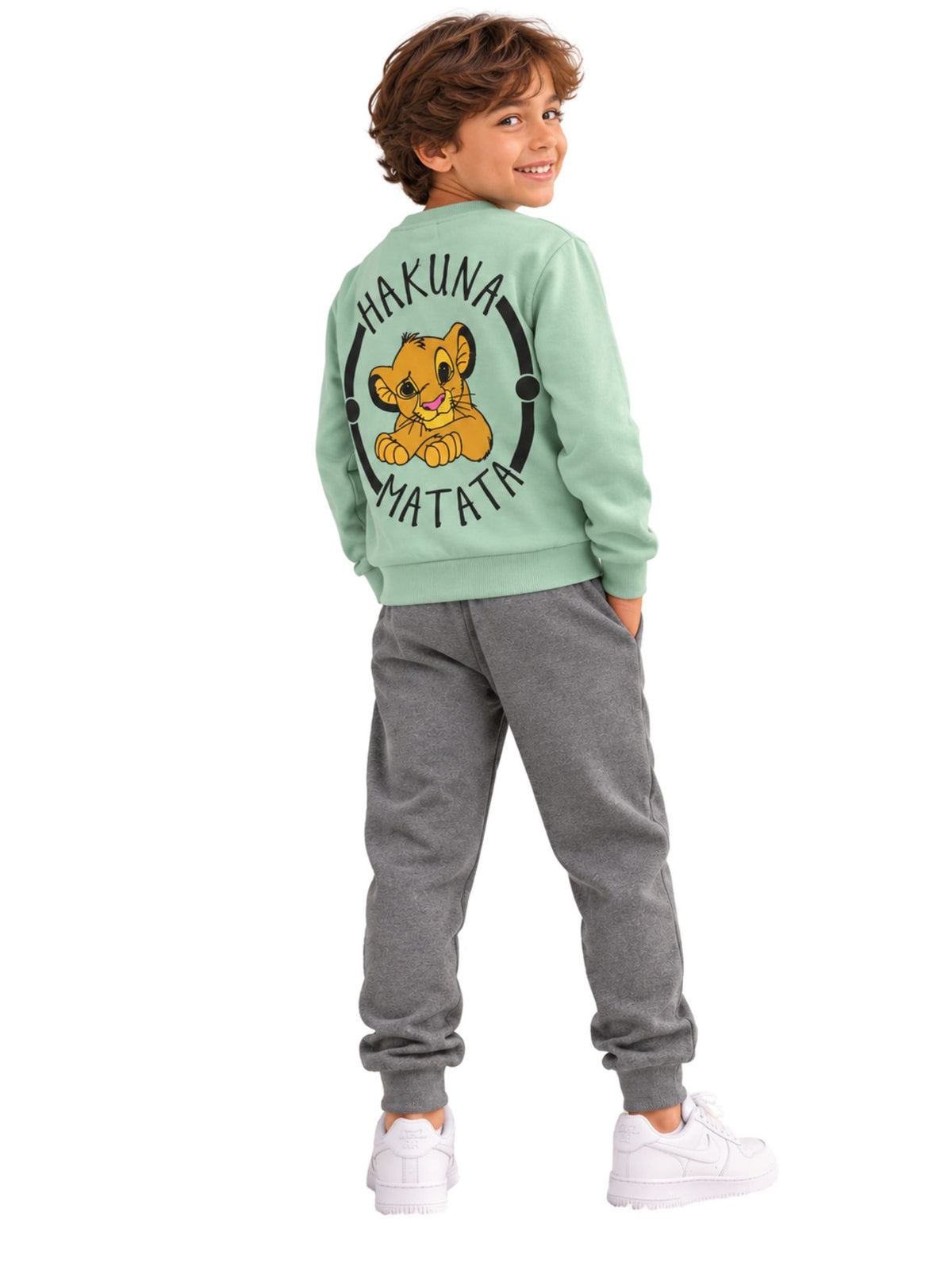 Cute Lion Face Mint Green Boys’ Pajama Set