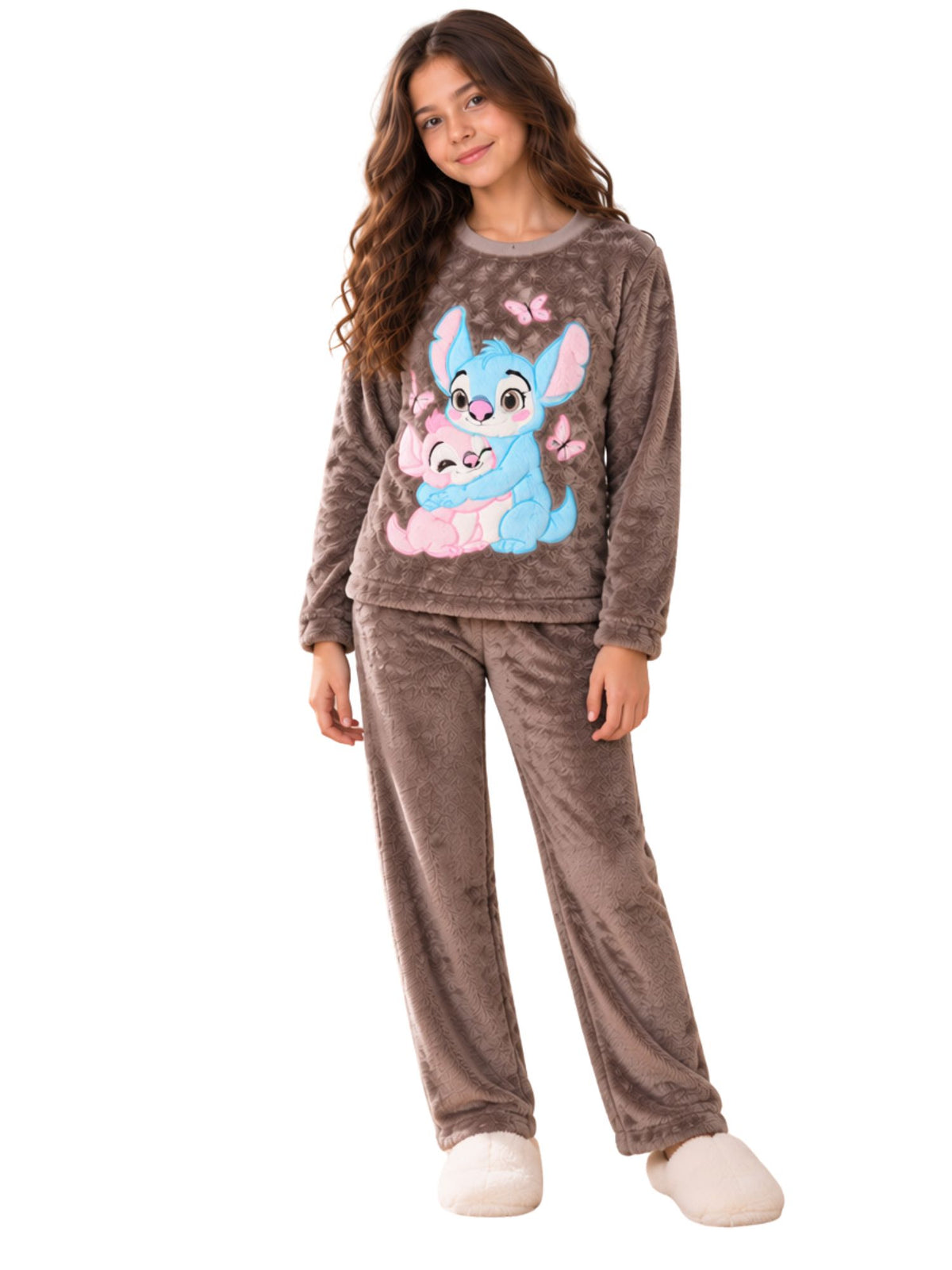 Girls' Stitch & Angel Hug Winter Polar Fleece Pajama Set