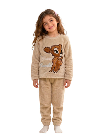 بيجامة Bambi Soft Fur Beige شتوي بناتي