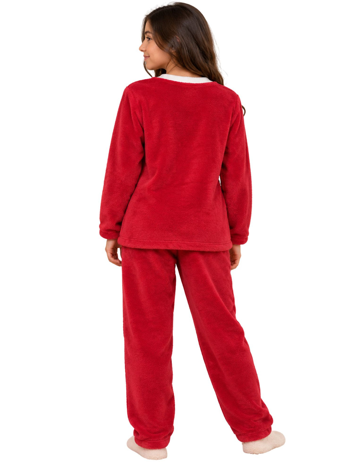 Girls' Pink Umbrella Winter Polar Fleece Pajama Set