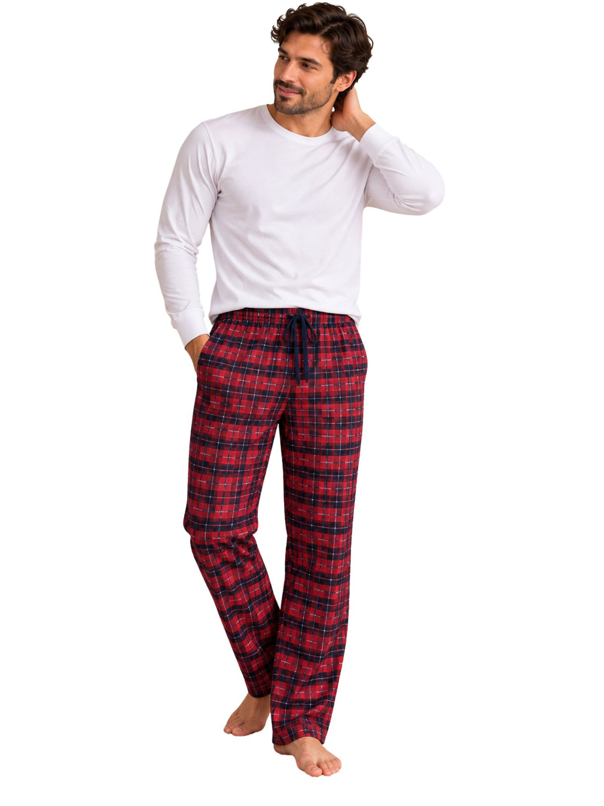 بنطلون Red Navy Plaid خريفي