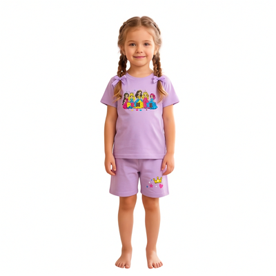 بيجامة أميرة كوتون هاب صيفي بناتي