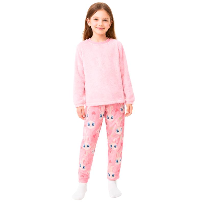 Girls' winter pink bunny pajamas