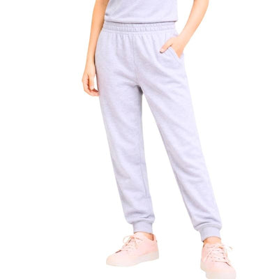 Girls' light gray oversized winter lined trousers