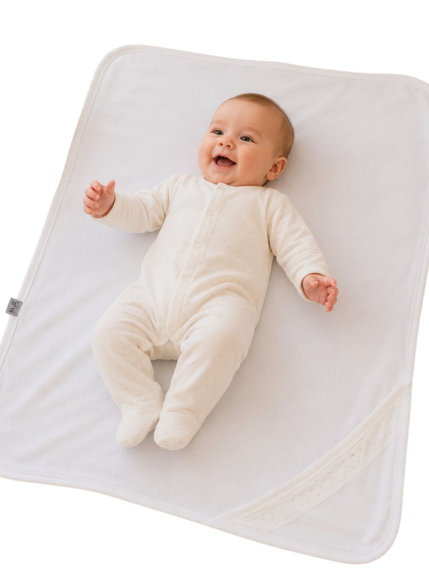كوفرتة مواليد بناتي Warm White بغطاء رأس