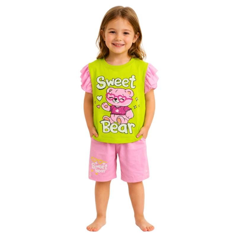Girls' summer teddy bear pajamas