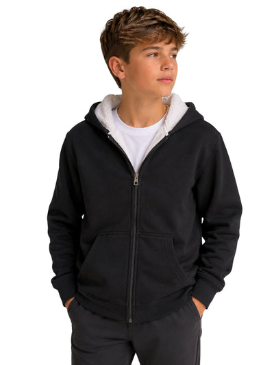 Black fleece-lined Melton sweatshirt