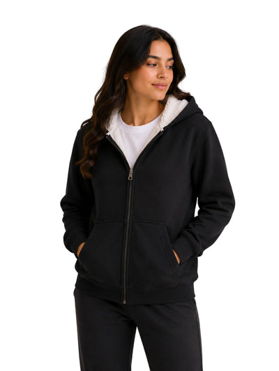 Black fleece-lined Melton sweatshirt