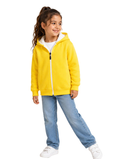 Arctic Zip Yellow winter sweatshirt lined with fur