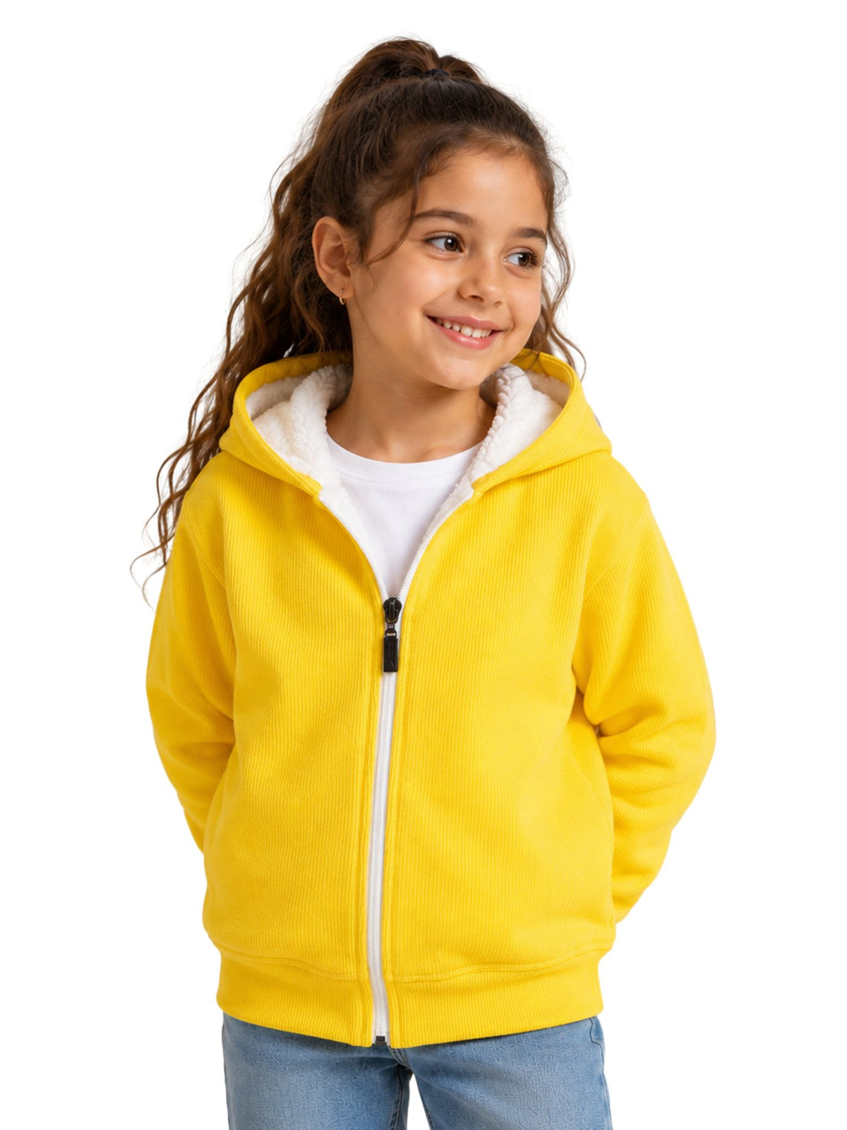 سويت شيرت Arctic Zip Yellow شتوي مبطن فرو
