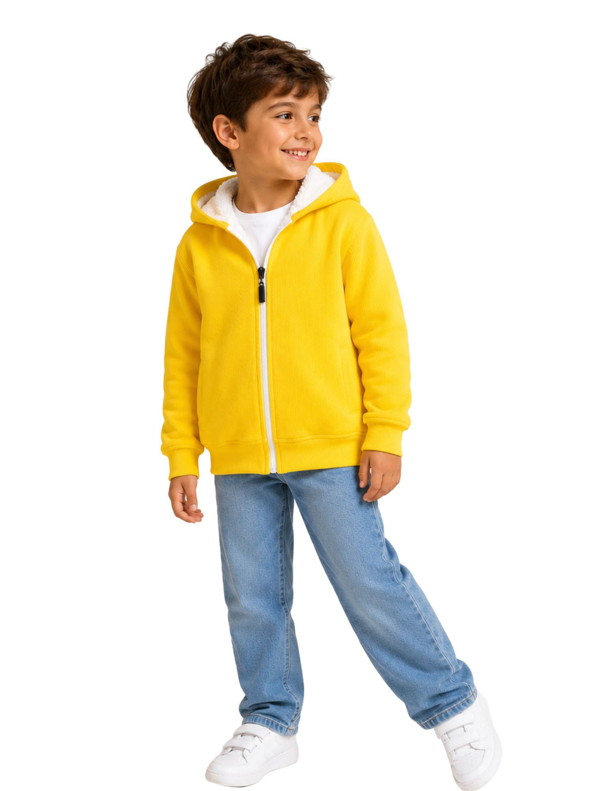 سويت شيرت Arctic Zip Yellow شتوي مبطن فرو