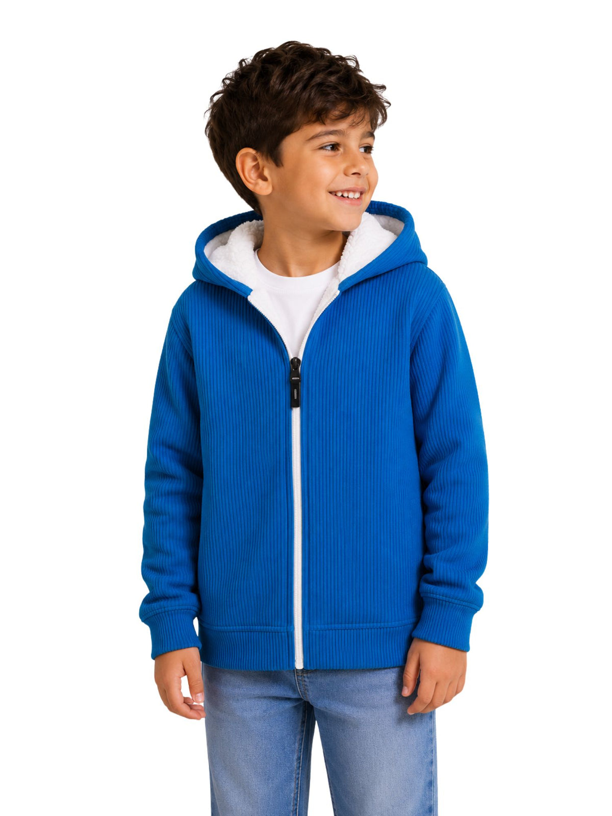 سويت شيرت Arctic Zip Blue شتوي مبطن فرو