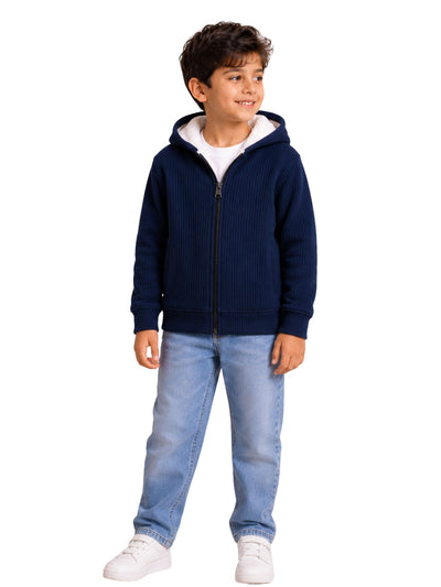 Arctic Zip Navy Blue winter fleece-lined sweatshirt