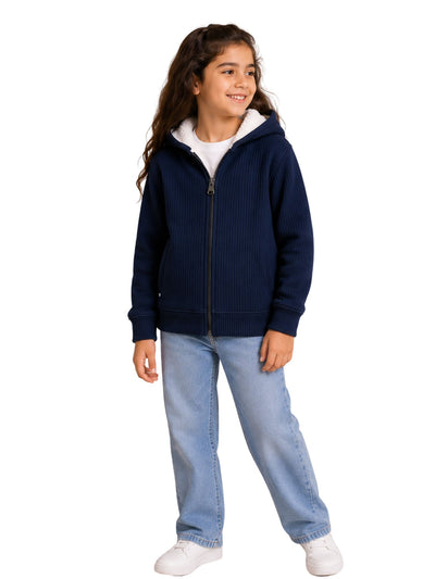 Arctic Zip Navy Blue winter fleece-lined sweatshirt