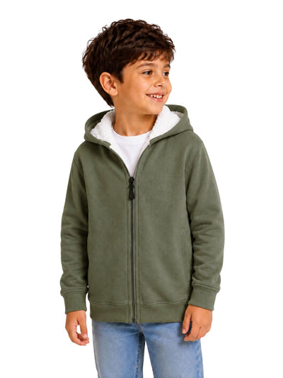سويت شيرت Arctic Zip Olive شتوي مبطن فرو