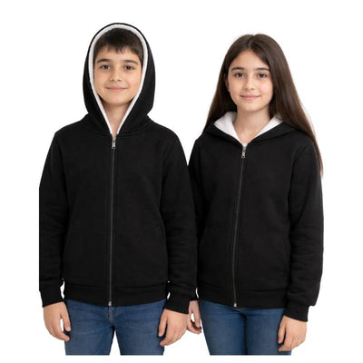 سويت شيرت اسود شتوي مبطن فرو