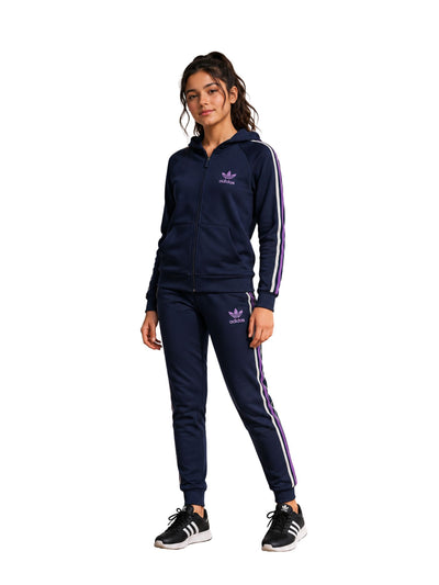 Girls' navy blue autumn tracksuit