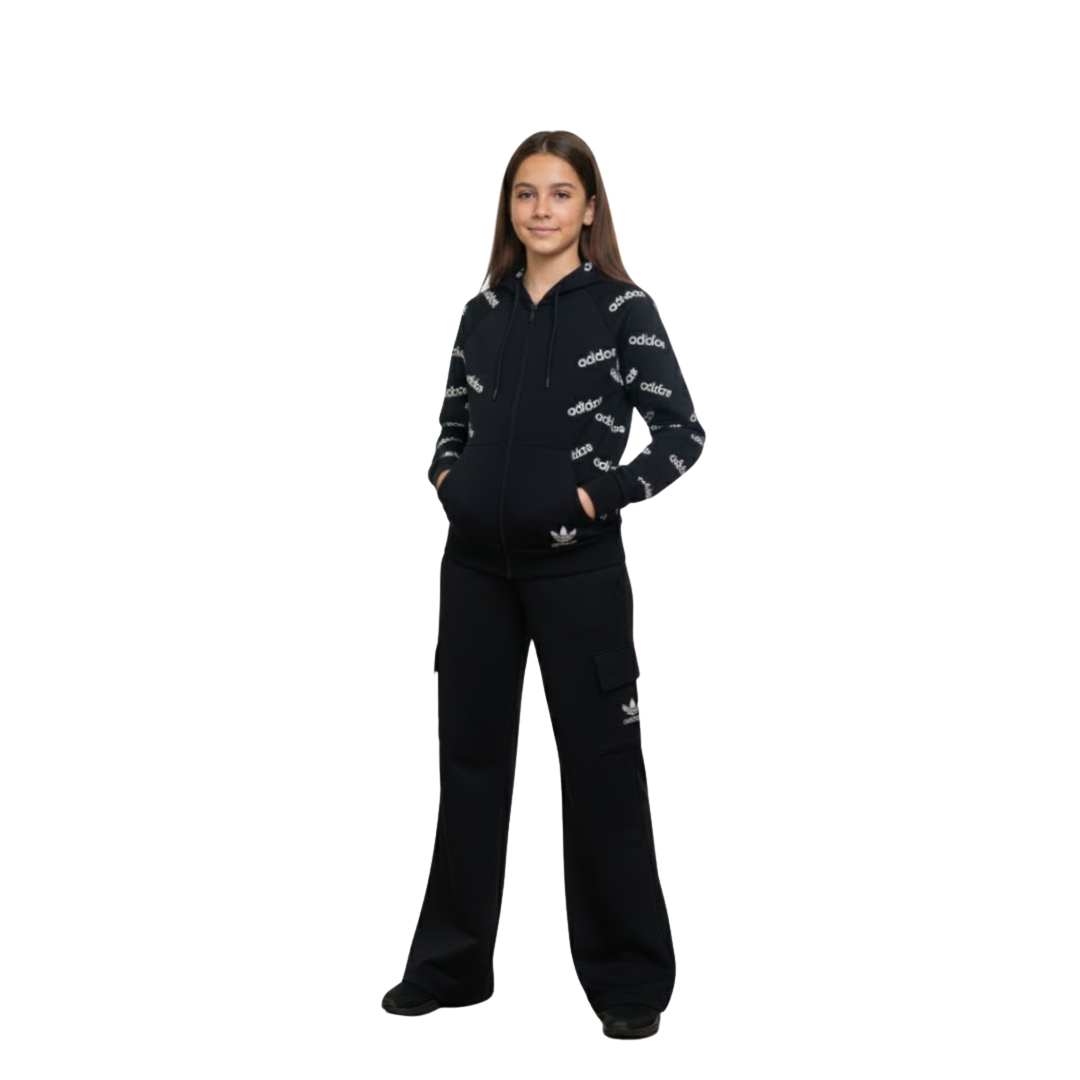 Autumn embossed wide-leg tracksuit
