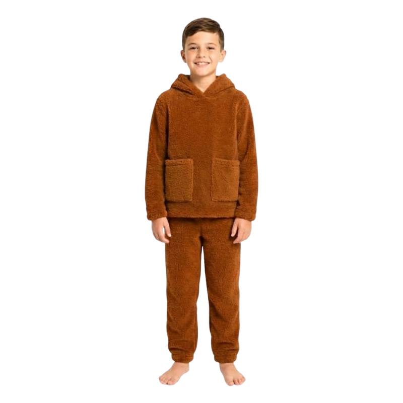 dark brown winter pajamas for boys