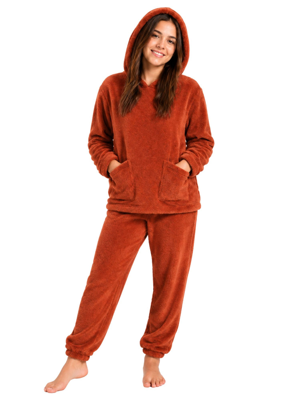 بيجامة Polar Cozy Burnt Orange شتوي حريمي
