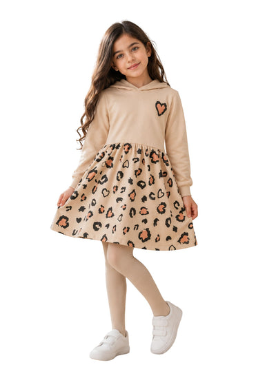 Girls' Winter Leopard Love Dress
