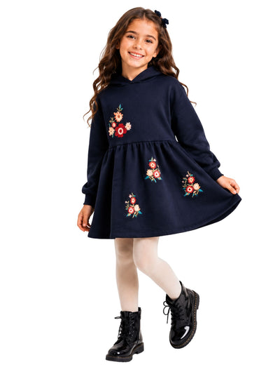 Girls' Floral Charm Winter Dress