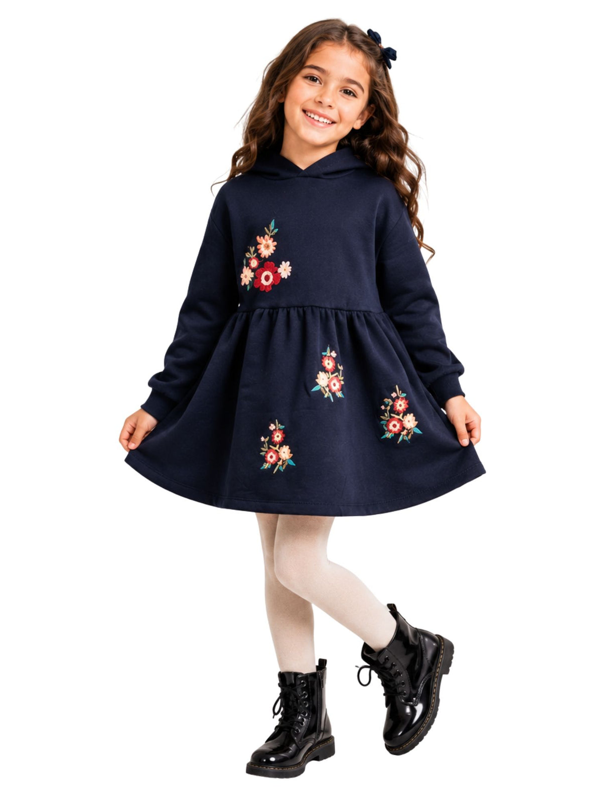 Girls' Floral Charm Winter Dress