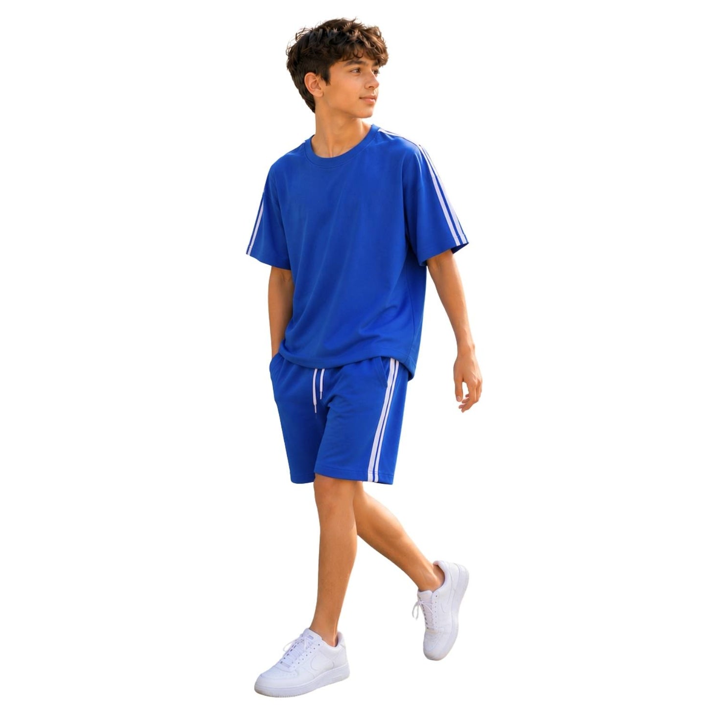 طقم خروج Oversize أزرق صيفي أولادي