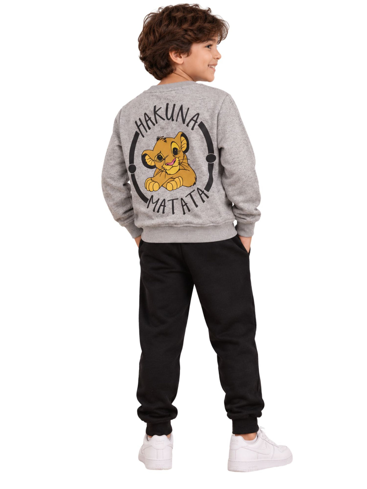 Cute Lion Face Grey Boys’ Pajama Set