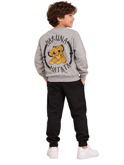 Cute Lion Face Grey Boys’ Pajama Set