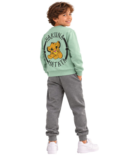 Cute Lion Face Mint Green Boys’ Pajama Set