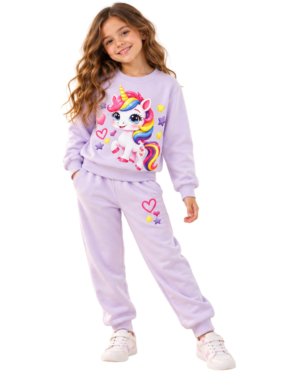 Girls' Rainbow Unicorn Winter Pajama Set