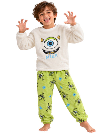 Boys Green One-Eye Monster Winter Fleece Pajama Set
