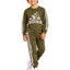 Boys Sport Olive Stripes Autumn Pajama Set