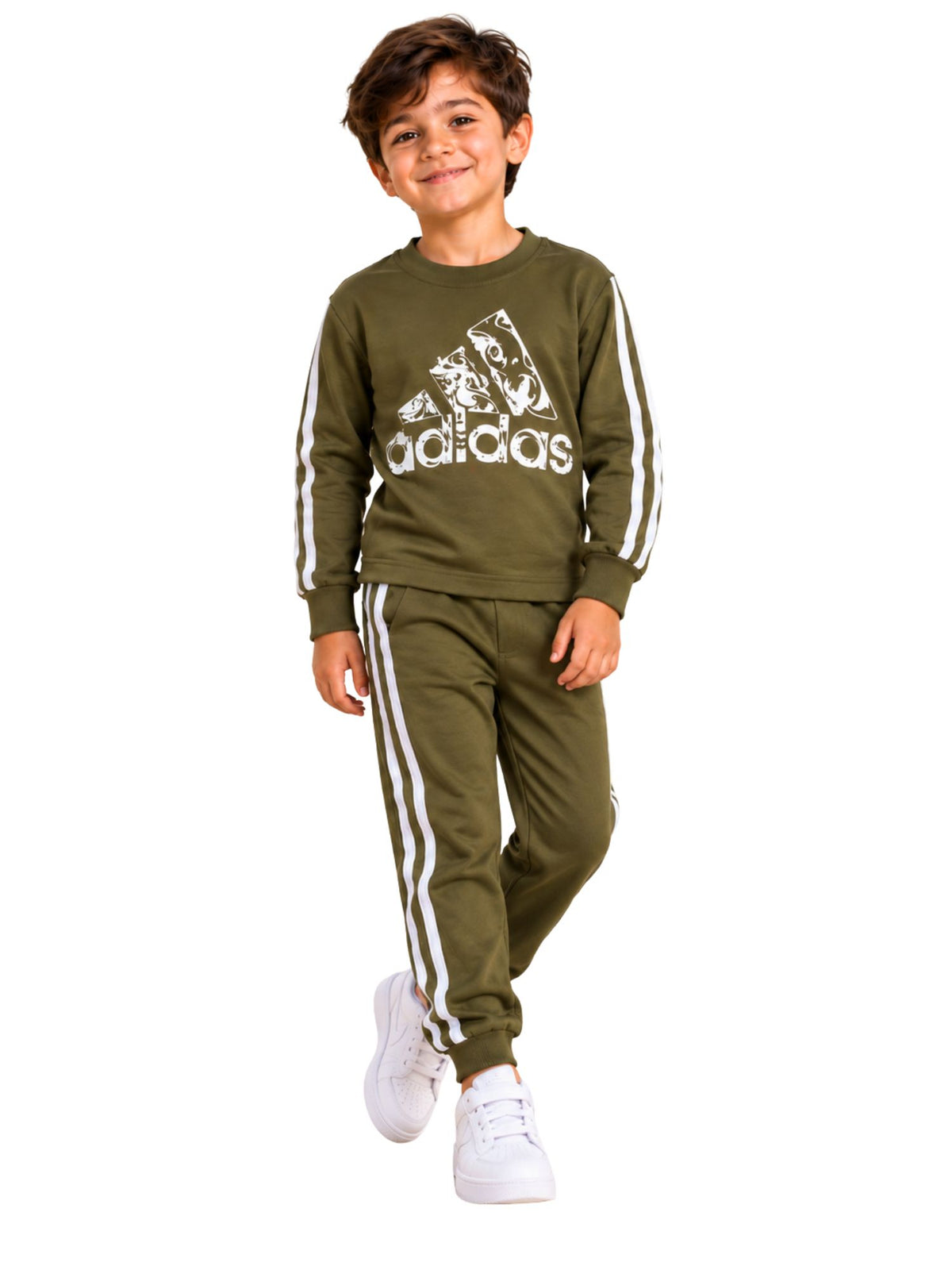 Boys Sport Olive Stripes Autumn Pajama Set