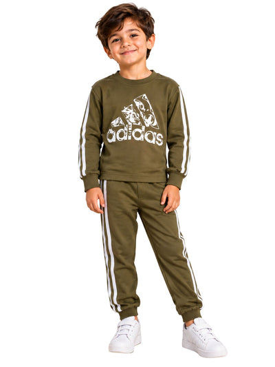 Boys Sport Olive Stripes Autumn Pajama Set