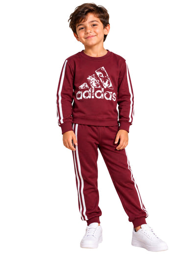 Boys Sport Maroon Stripes Autumn Pajama Set