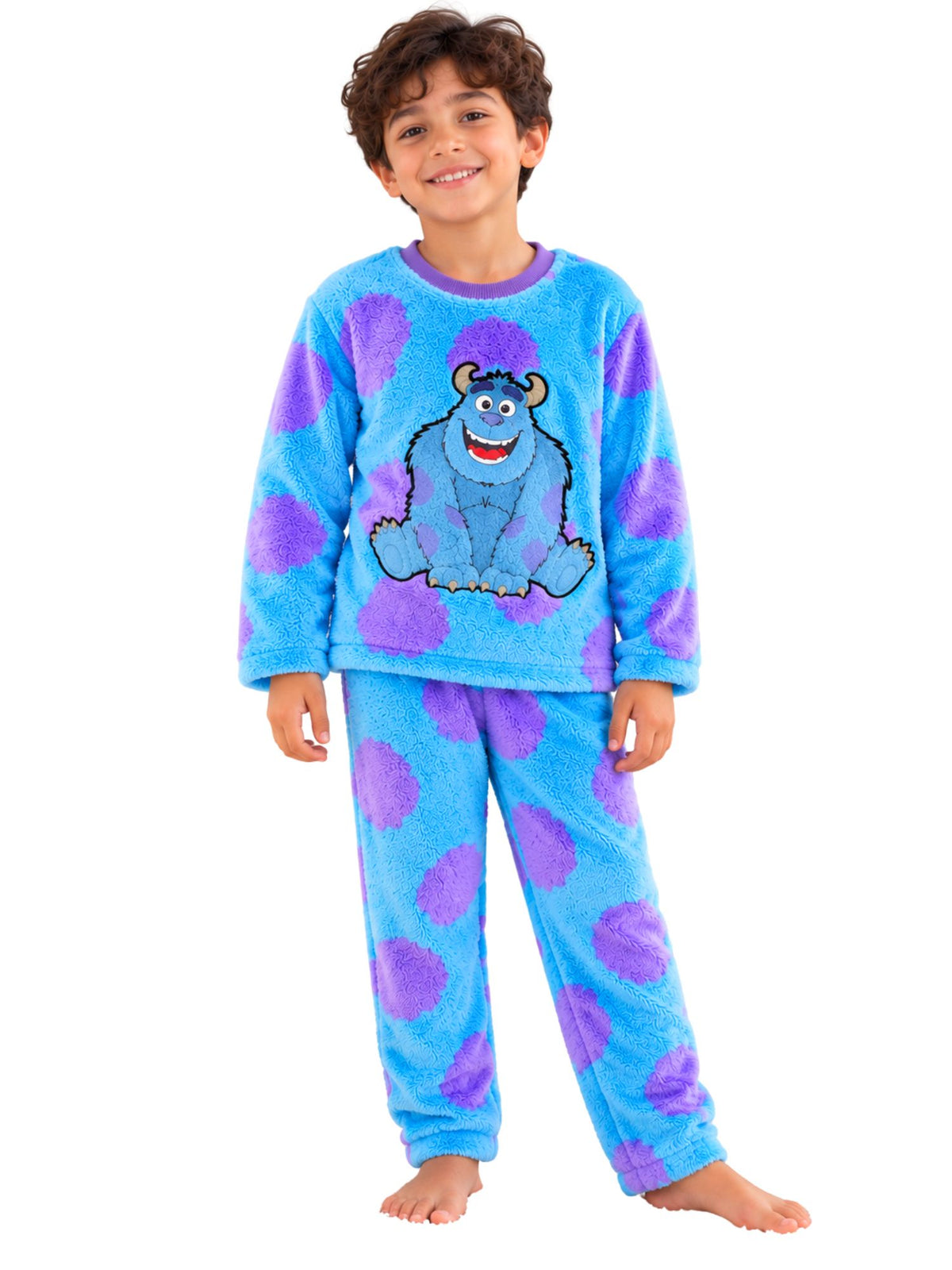 Shalaby Blue Monster Winter Polar Fleece Pajama Set for Boys