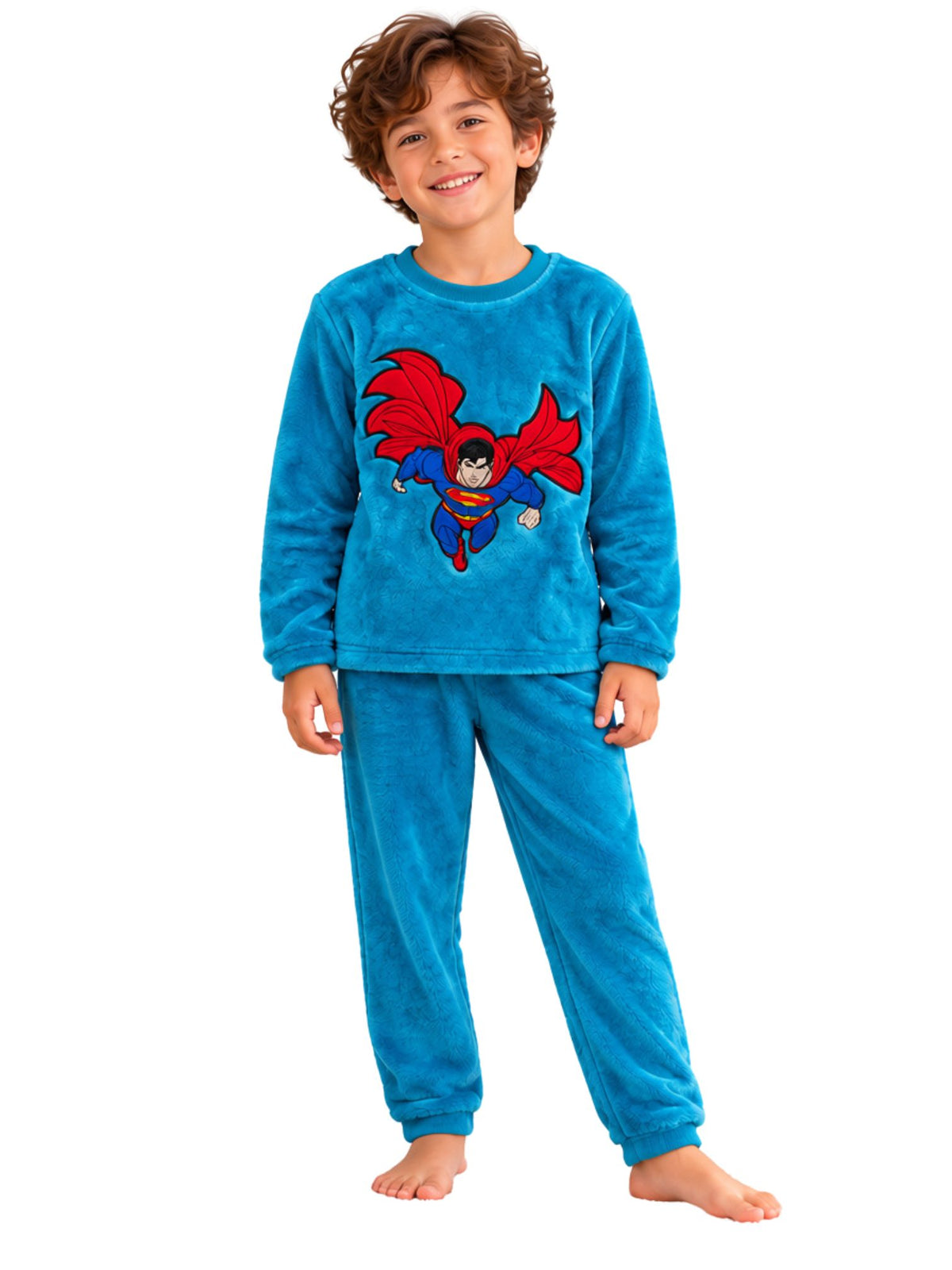 Super Hero Blue Winter Polar Fleece Pajama Set for Boys