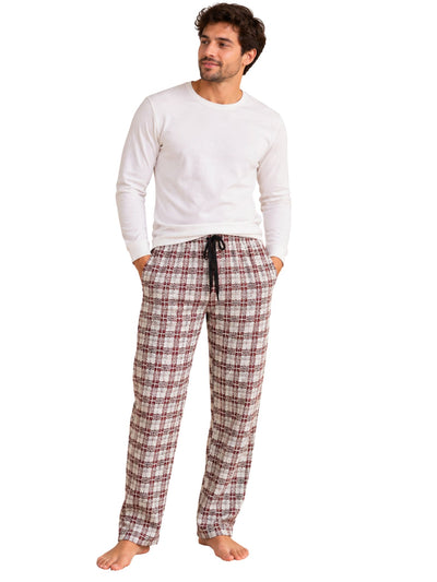 بنطلون Burgundy Plaid خريفي حريمي ورجالي