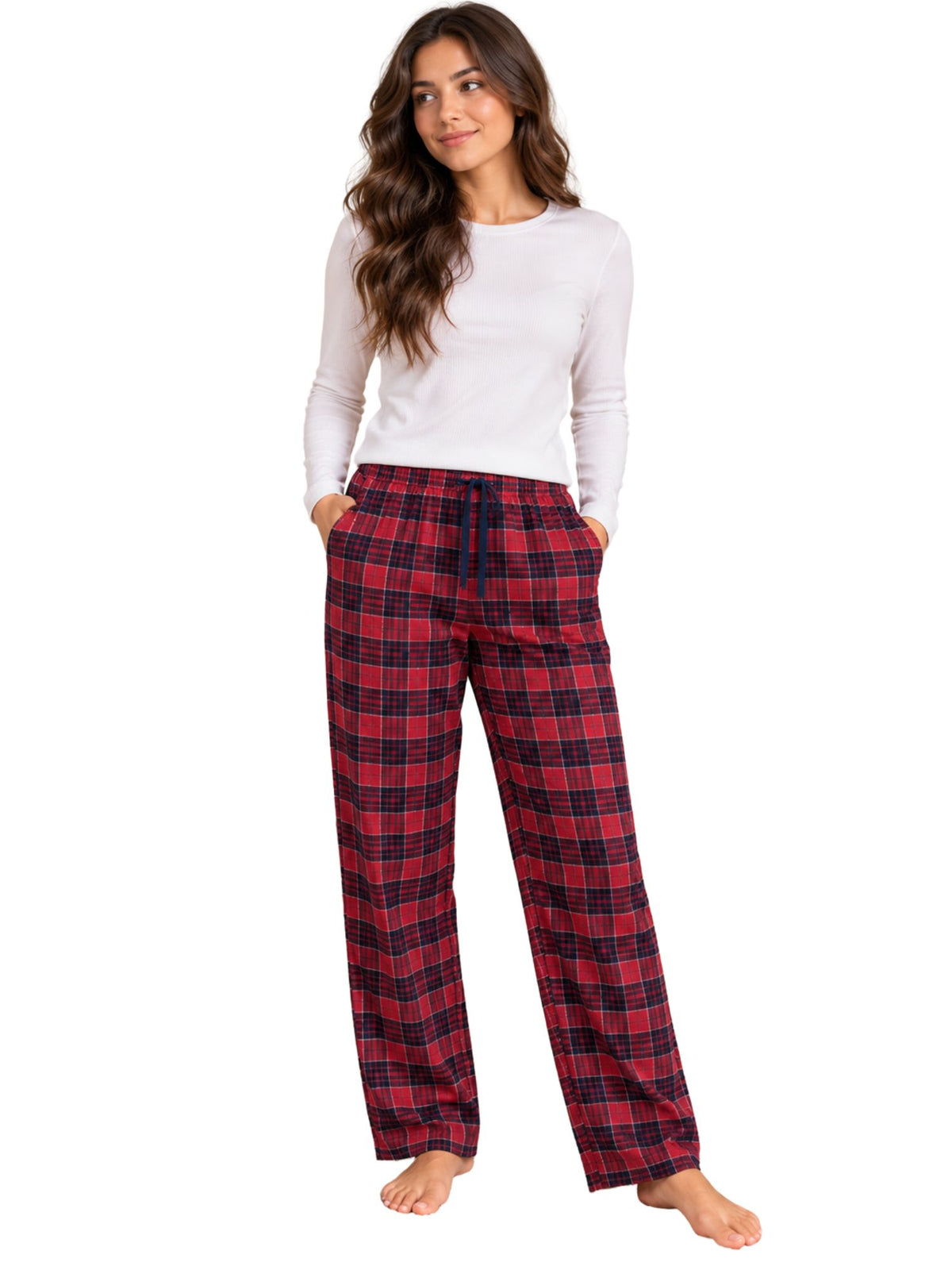 بنطلون Red Navy Plaid خريفي