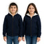 Boys' navy blue winter sweatshirt with fur lining