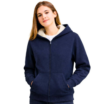 سويتشيرت كحلي كبير شتوي مبطن فرو بناتي