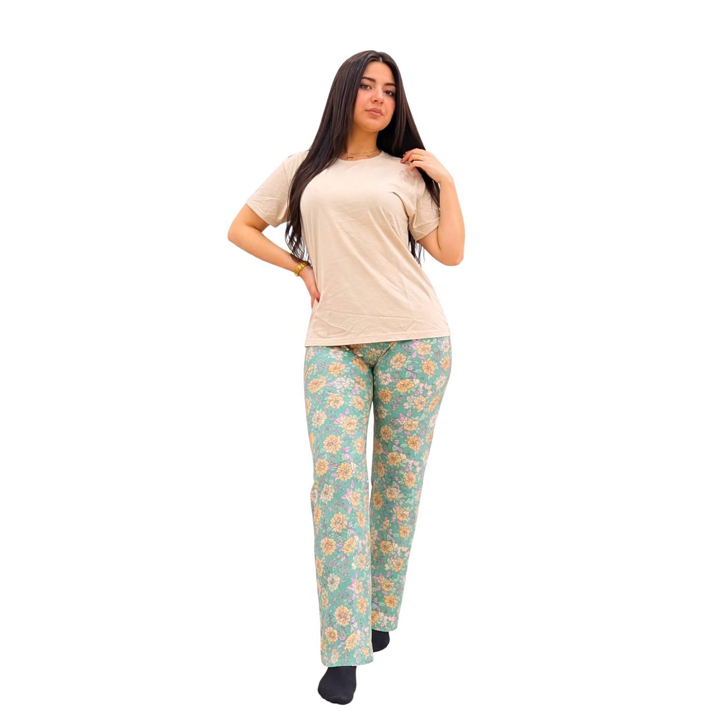 Women's beige summer pajamas