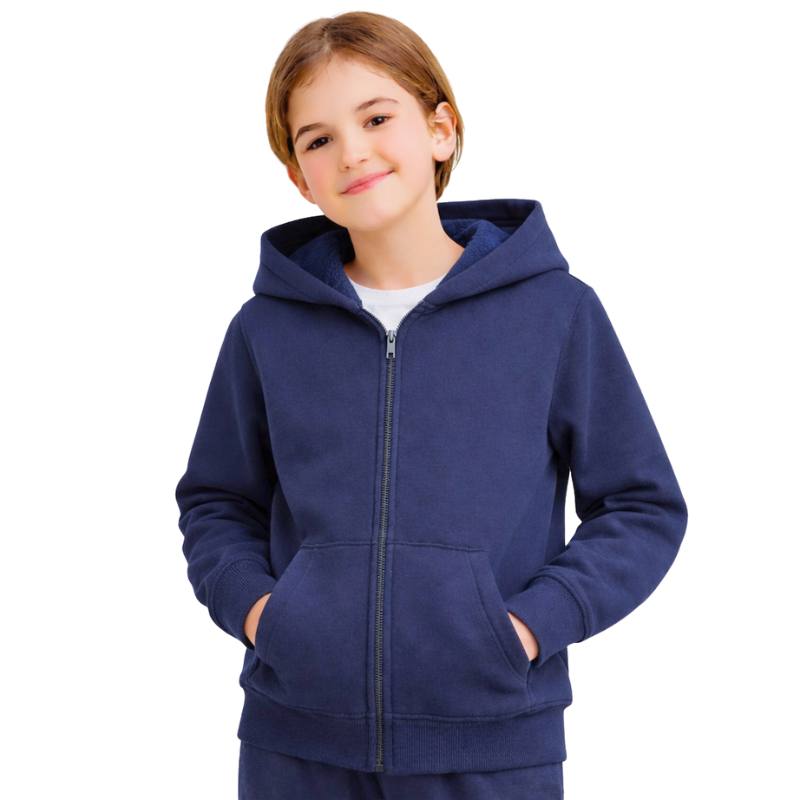 Boys' small navy blue winter lined sweatshirt