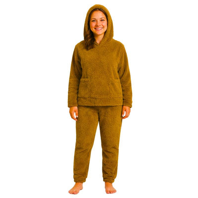 بيجامة بني غامق شتوي حريمي