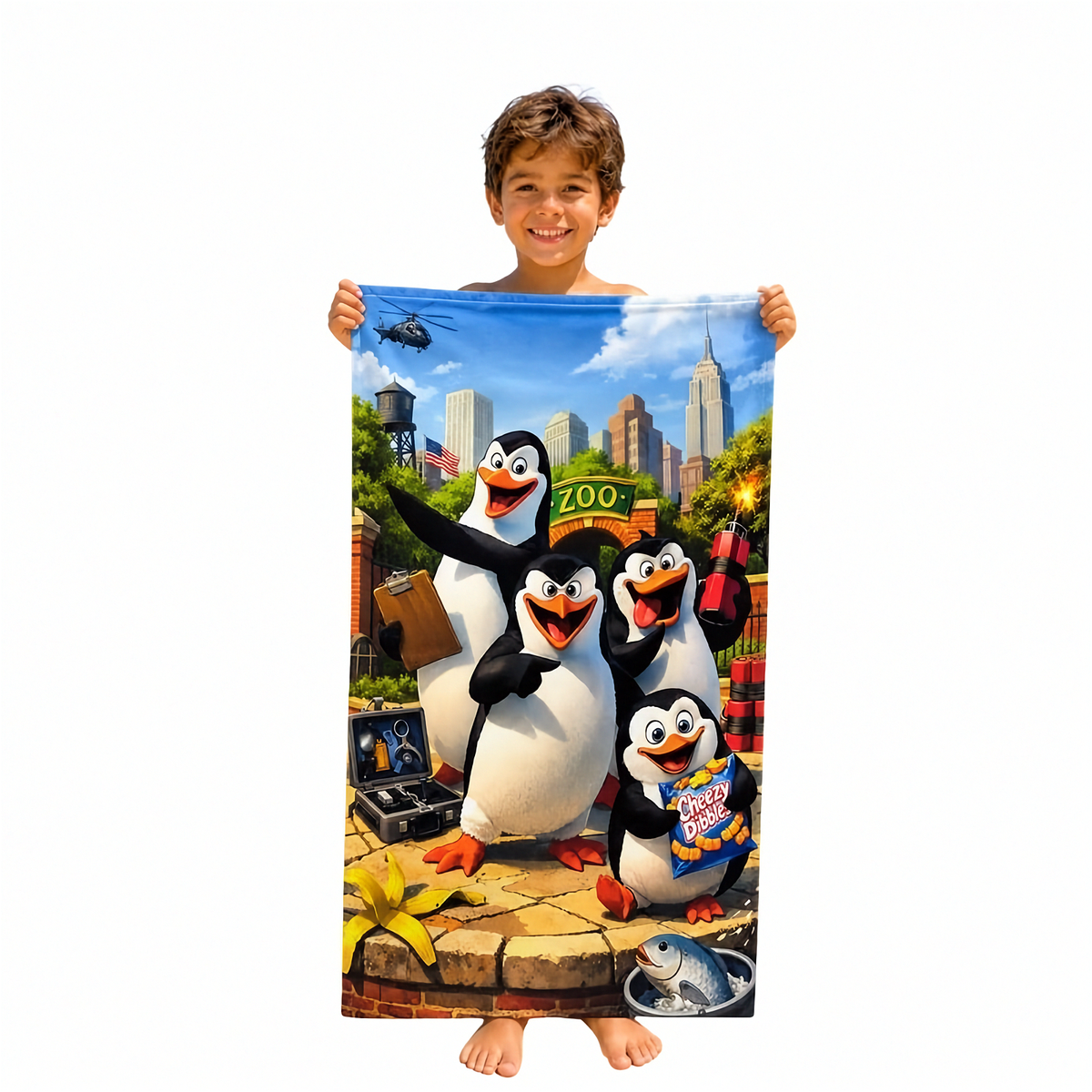Penguins Adventure Boys Beach Towel